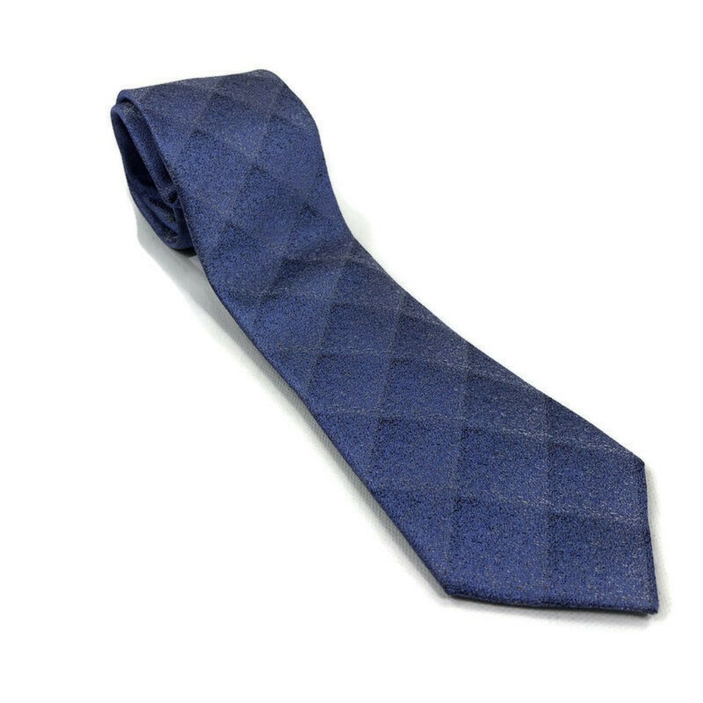 Calvin Klein Mens Neck Tie Silk Plaid Blue One